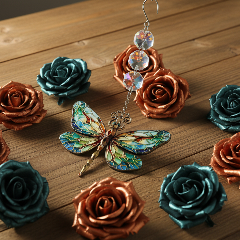 Acrylic Dragonfly Ornament/SunCatcher with Light-Reflecting Prisms