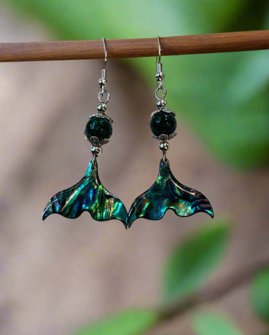Abalone Shell Whaletail Earrings with Various Beads