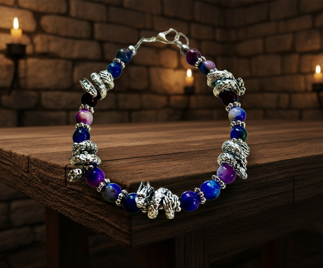 Zinc Alloy Dragon Wraparound Dragon Spacers & Jasper Stone Beads