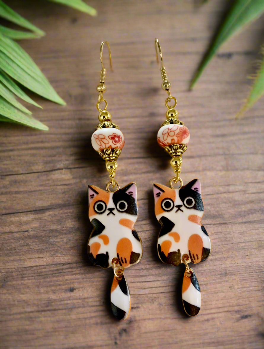 Wiggly Tailed Kittycat Earrings