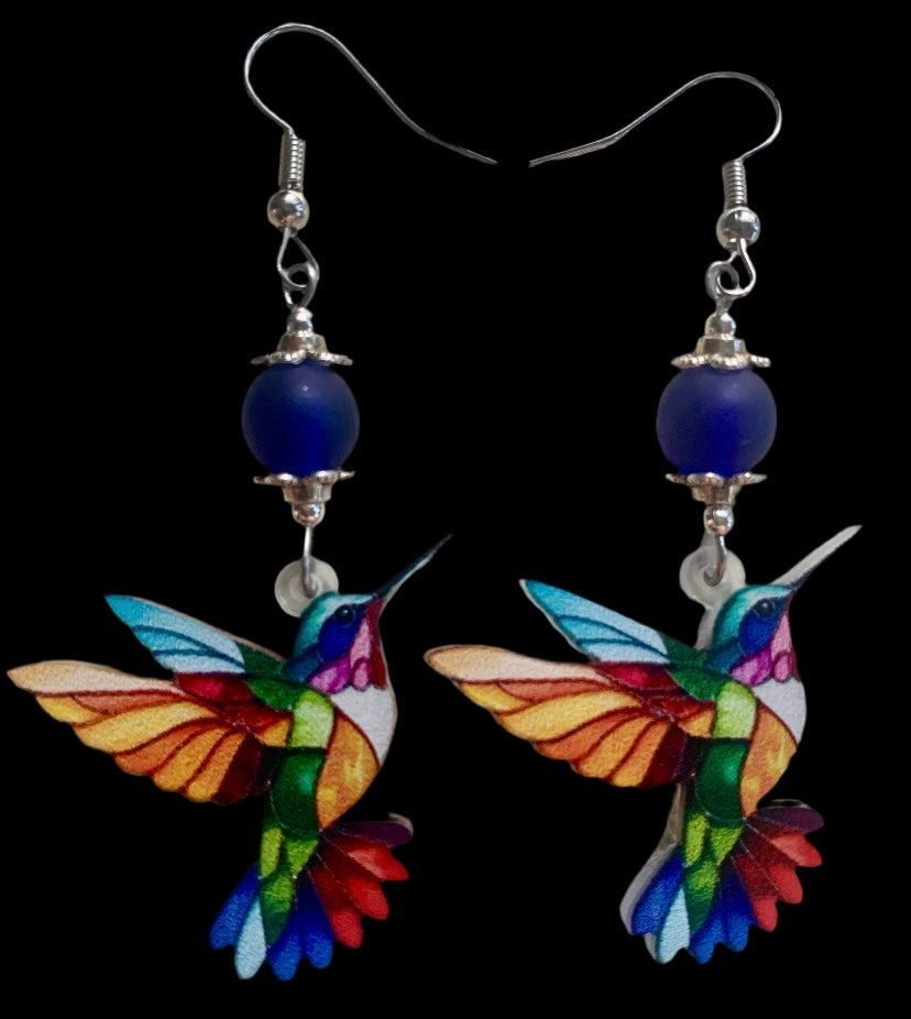 Acrylic Hummingbird Earrings