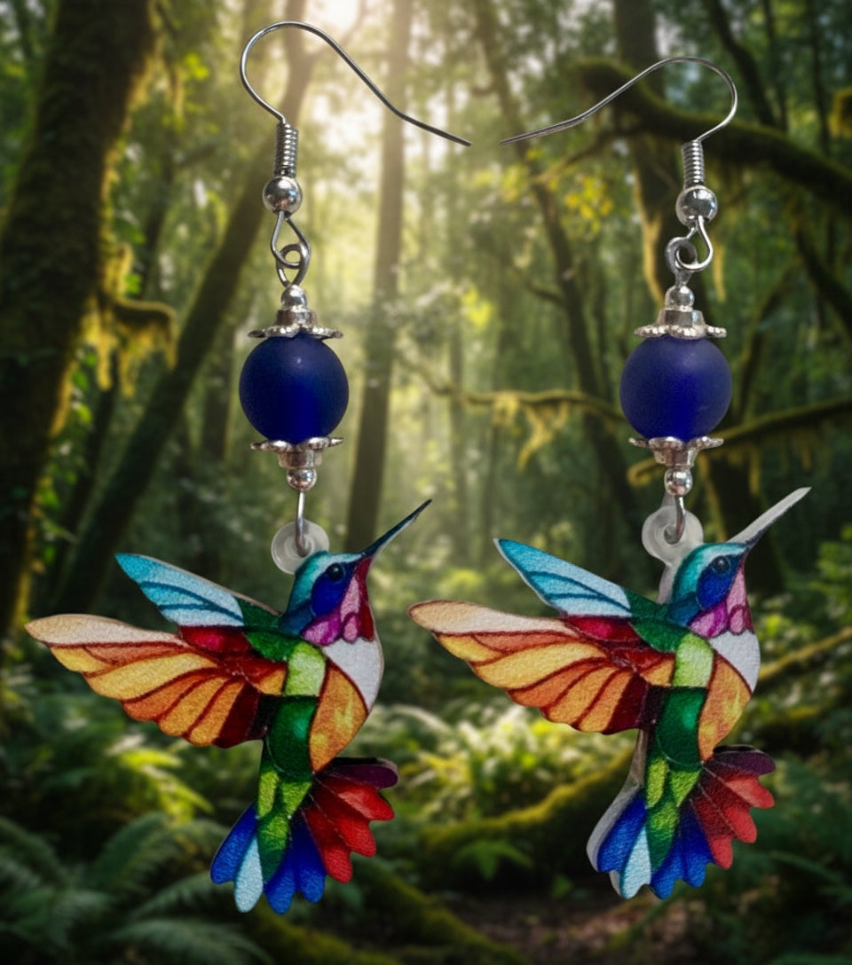 Acrylic Hummingbird Earrings