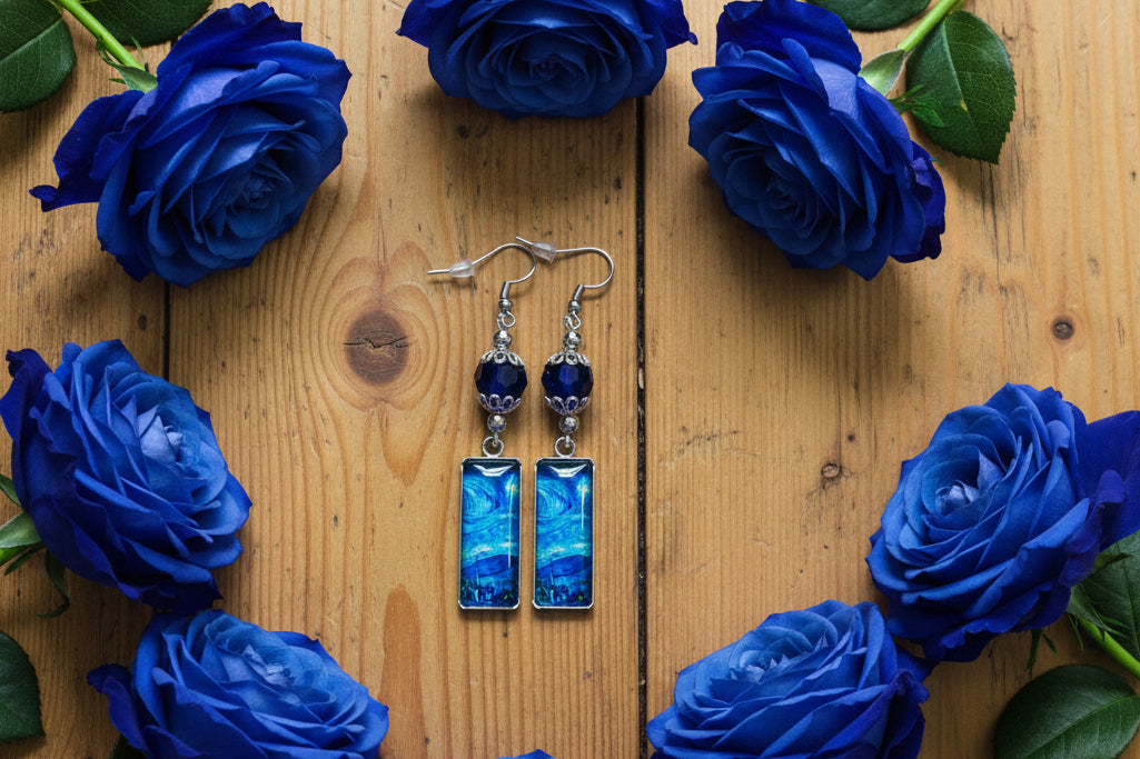 Glass “Starry Starry Night” Charm Earrings