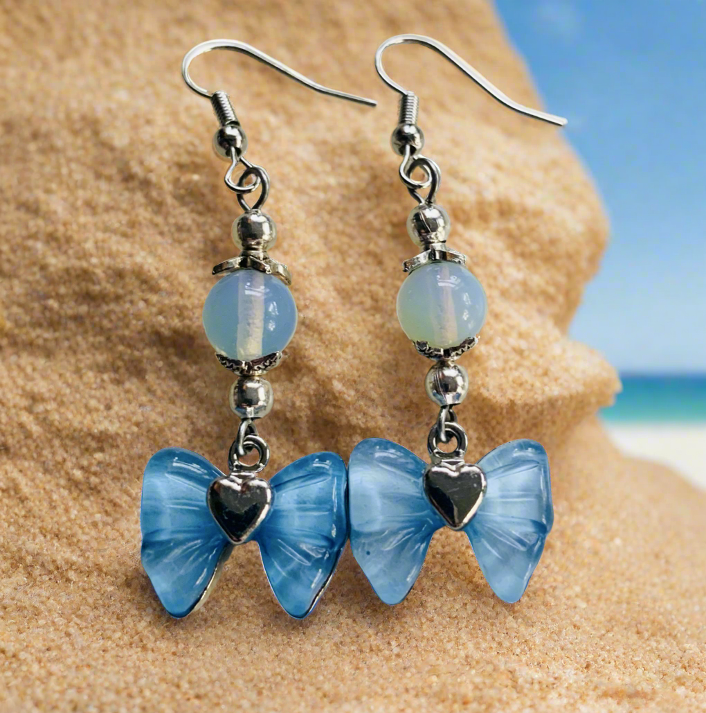 Blue Ocean Glass Charm Earrings (3 Pairs)