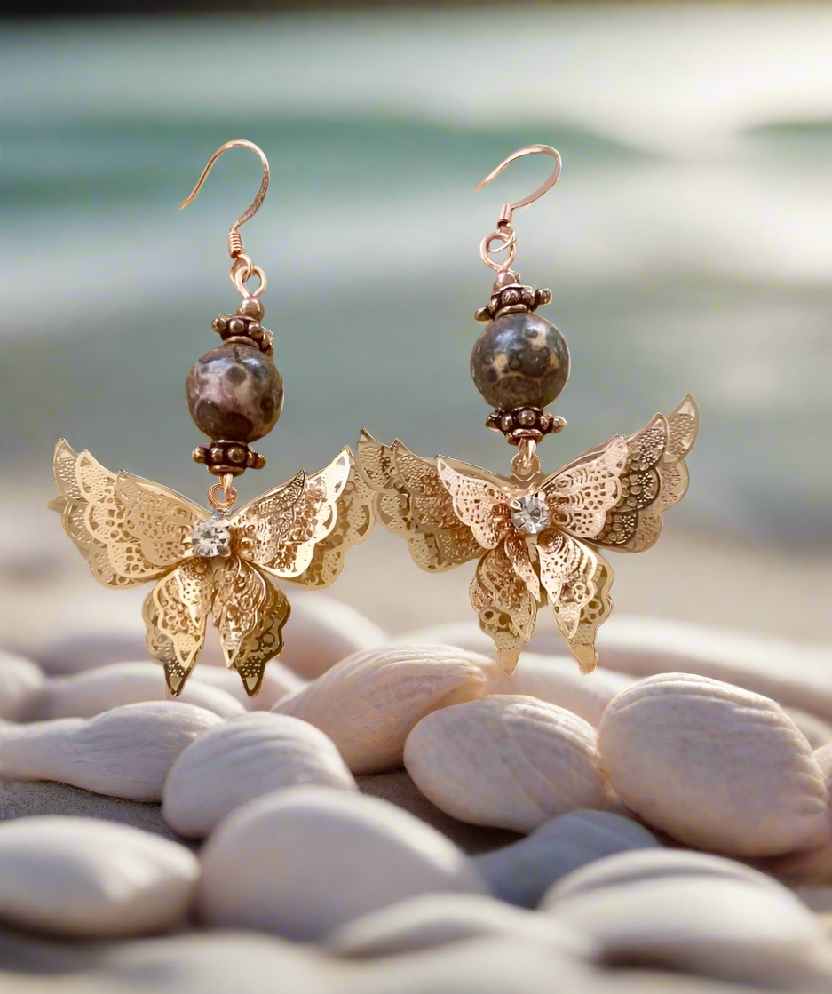 Layered Gold-Toned Butterfly Earrings
