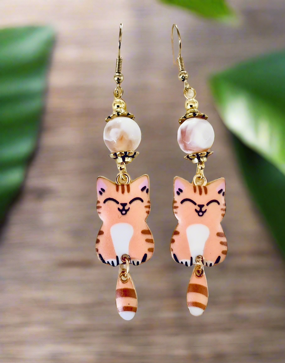 Wiggly Tailed Kittycat Earrings