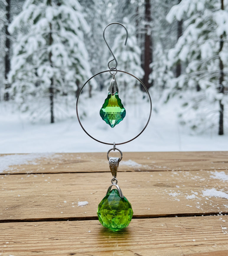Christmas Green Crystal Ball Prism Ornament/SunCatcher