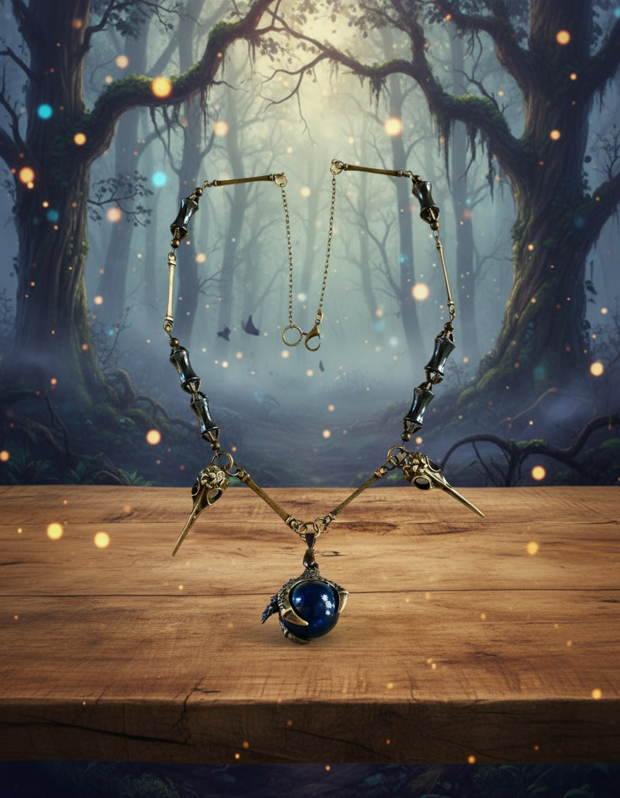 Antiqued Bronze Dragon Claw Pendant/Raven Skull Necklace