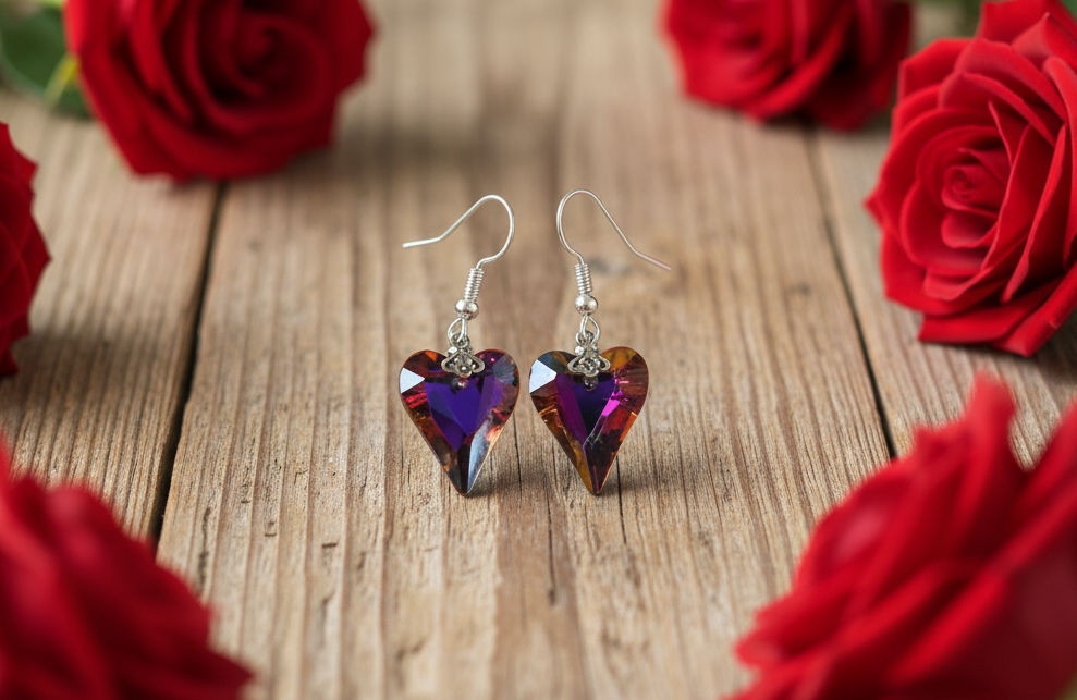 Swarovski Crystal Heart Drop Earrings