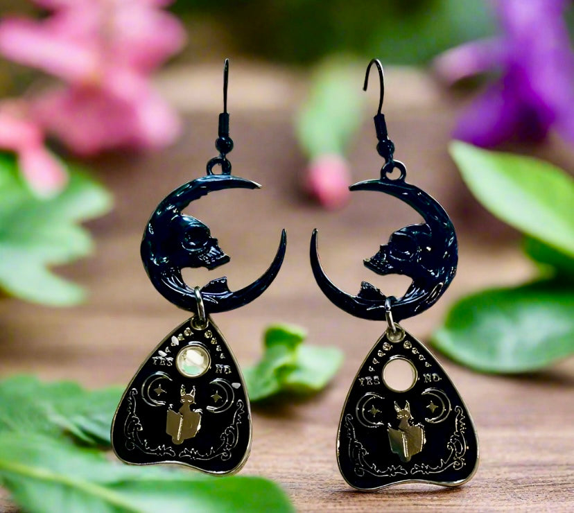 Gothic Cat Themed Charm Earrings