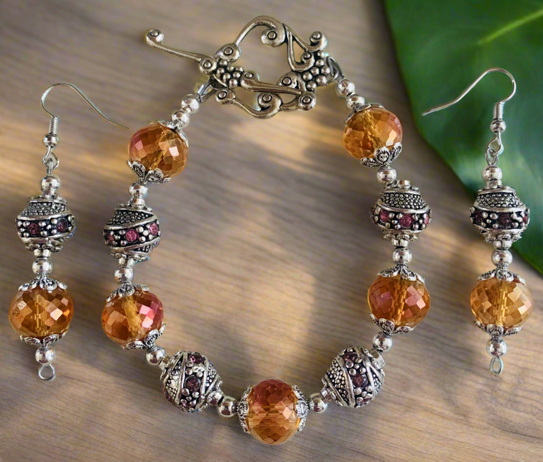 Czech Crystal Bead Bracelet & Earring Set