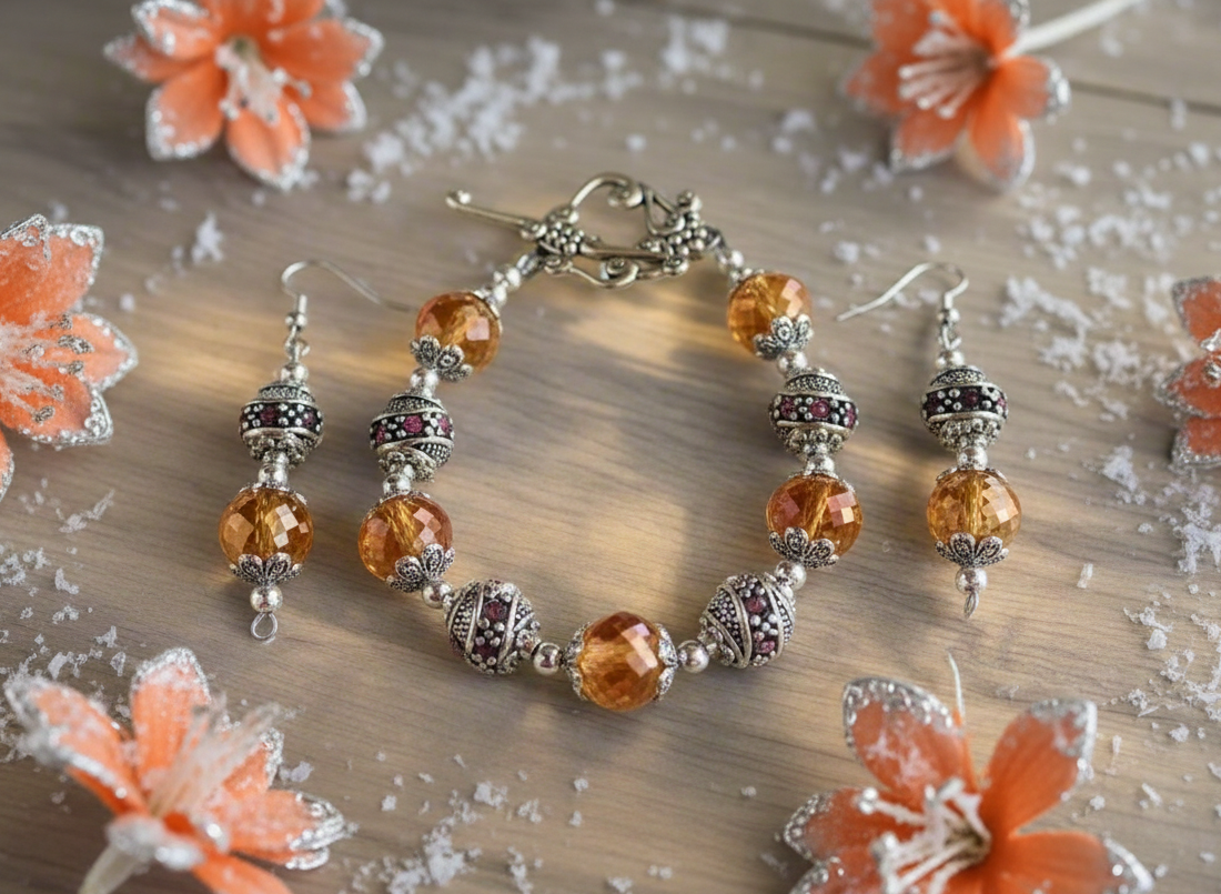 Czech Crystal Bead Bracelet & Earring Set