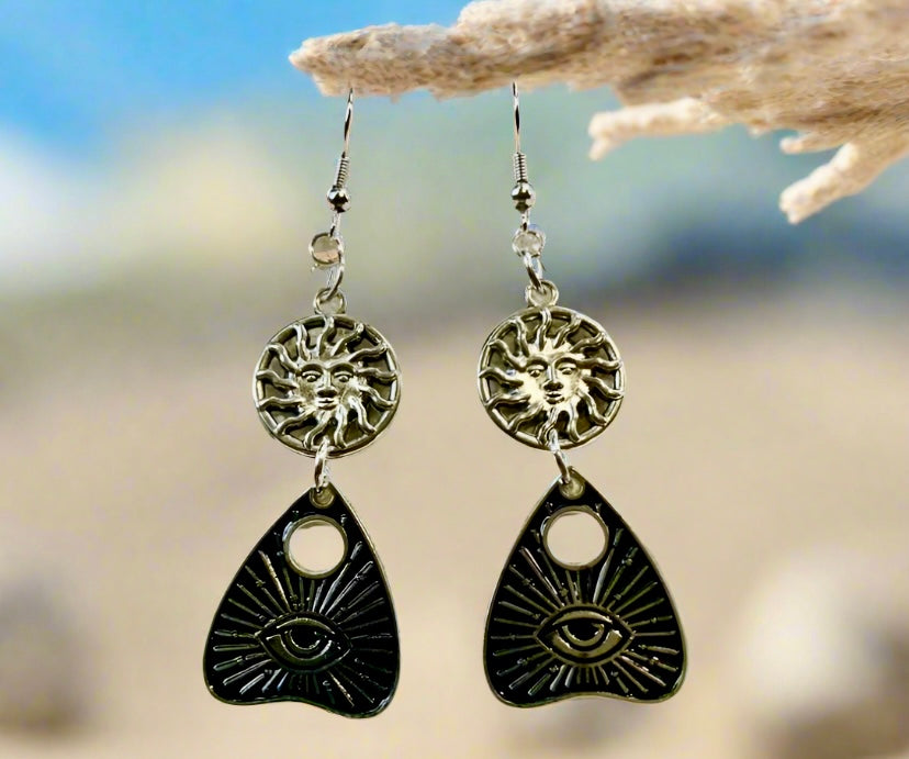 Gothic Cat Themed Charm Earrings