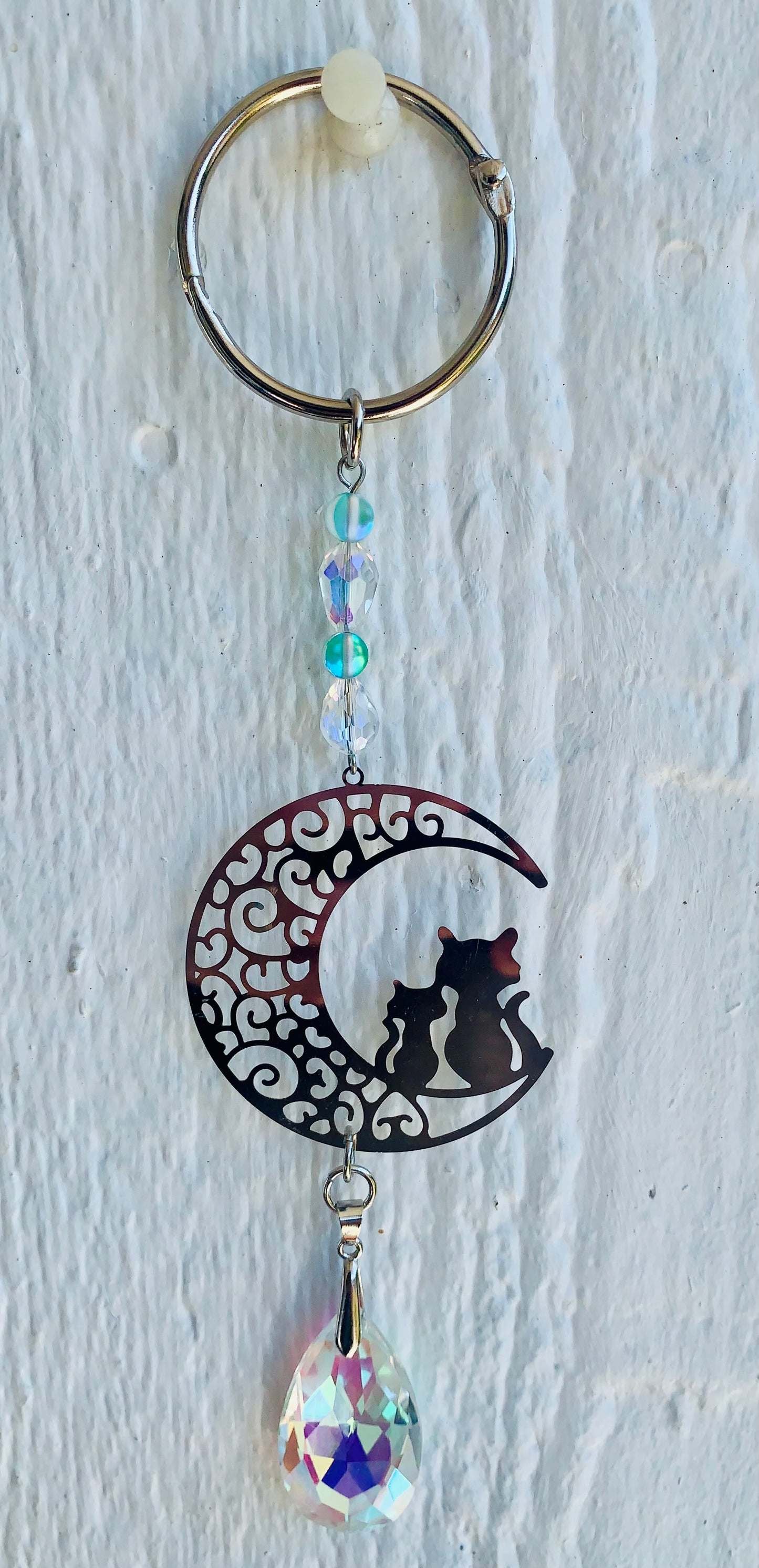 Rearview Mirror SunCatcher with Stainless Steel Cat Connector