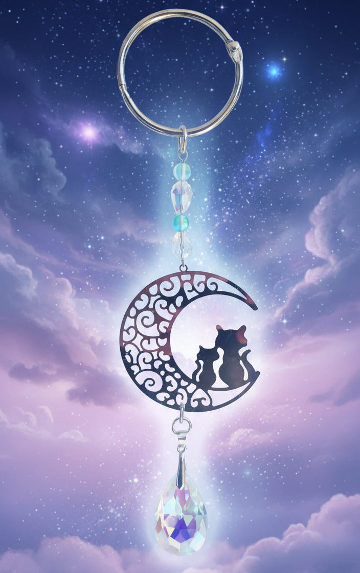 Rearview Mirror SunCatcher with Stainless Steel Cat Connector
