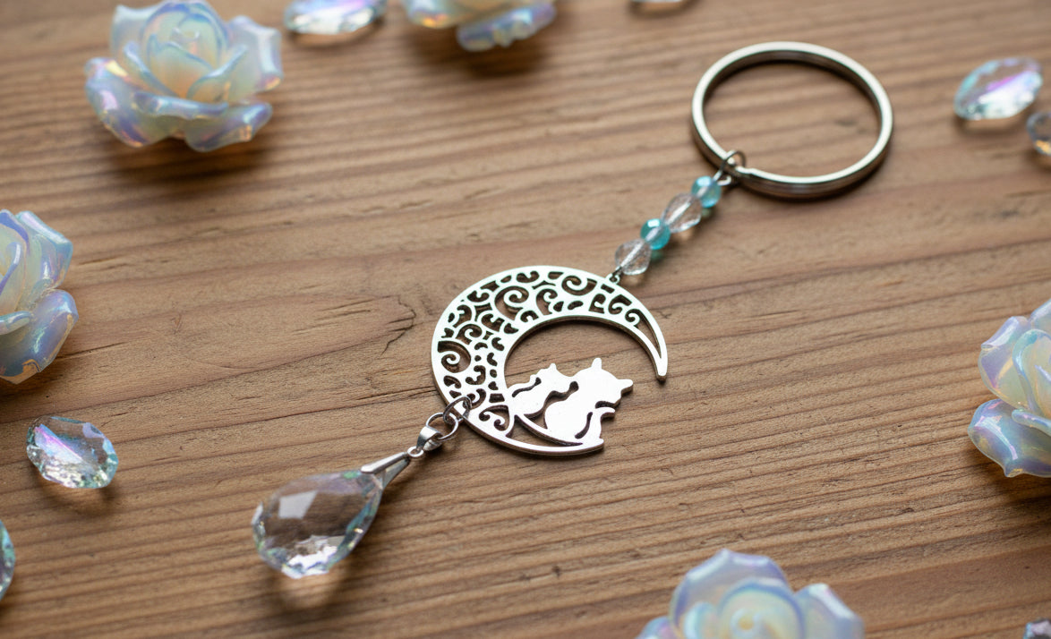 Rearview Mirror SunCatcher with Stainless Steel Cat Connector