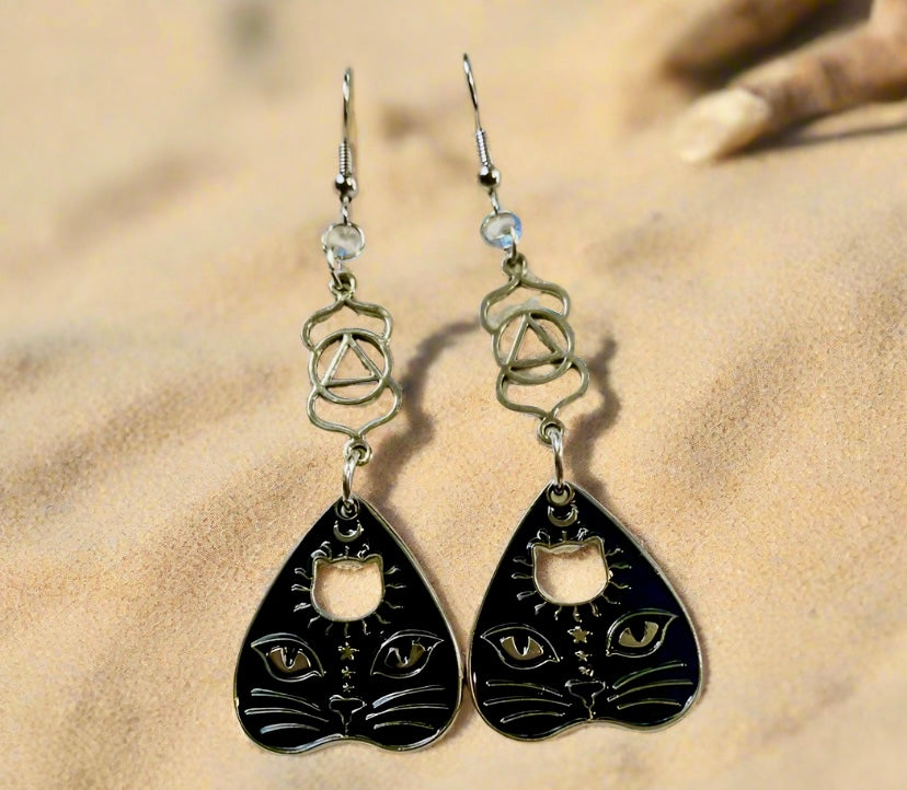 Gothic Cat Themed Charm Earrings