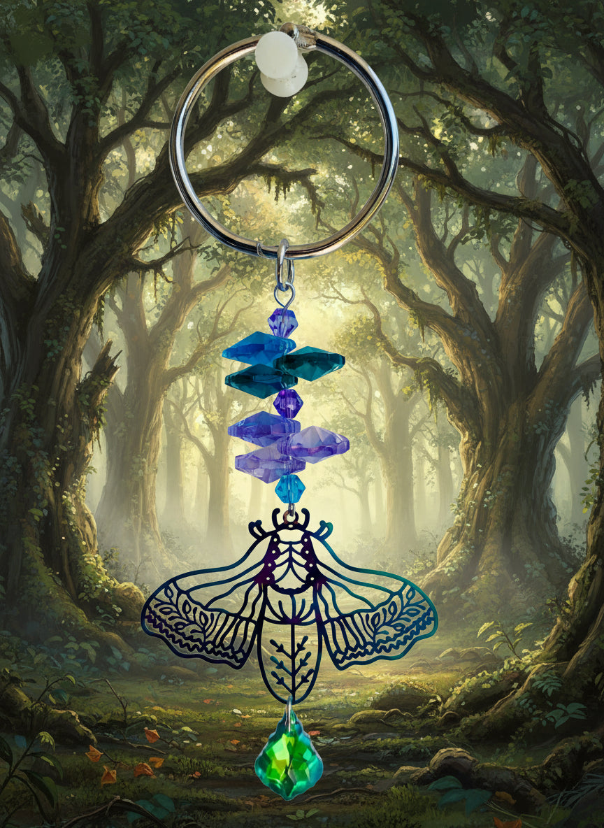 Rearview Mirror SunCatcher with Multi-Colored Moth & Light Reflectors