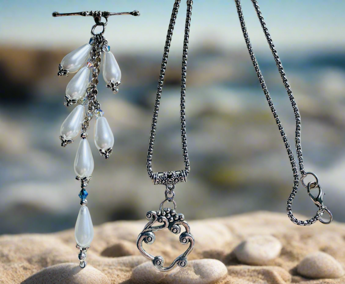 Pearlized Celestial Crystal Teardrops/Toggle Clasp