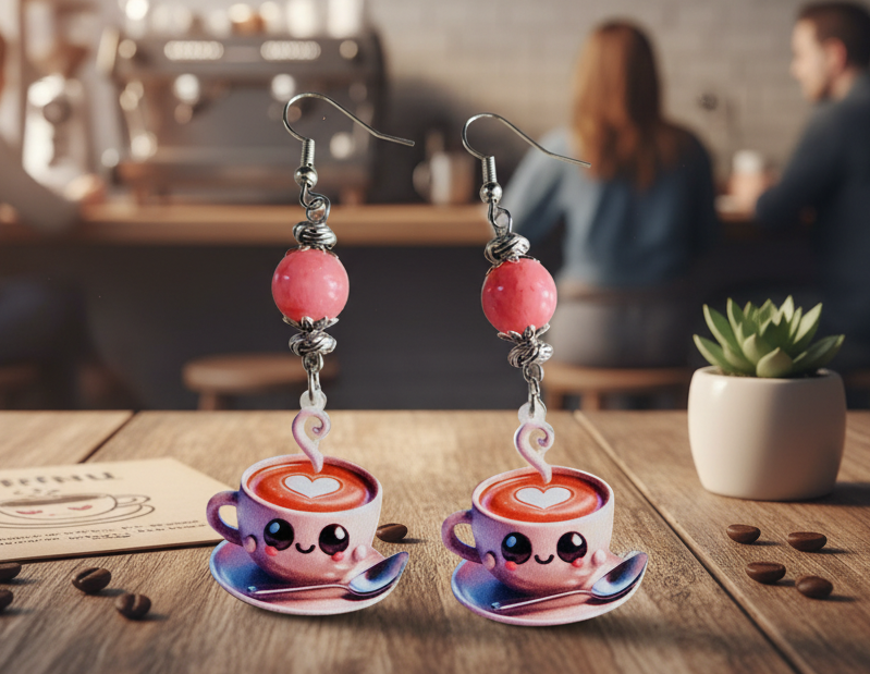 Coffee Cup Charm Earrings