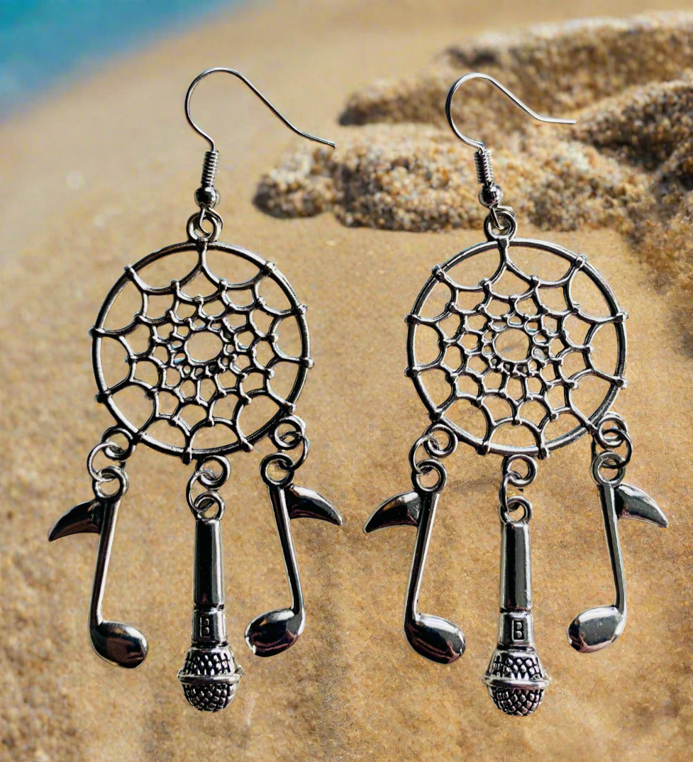 Dream Catcher Earrings with Musical Charms