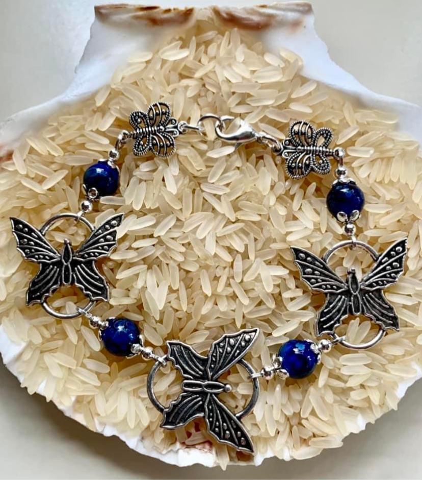 Butterfly/Alcohol Ink Bead Bracelet