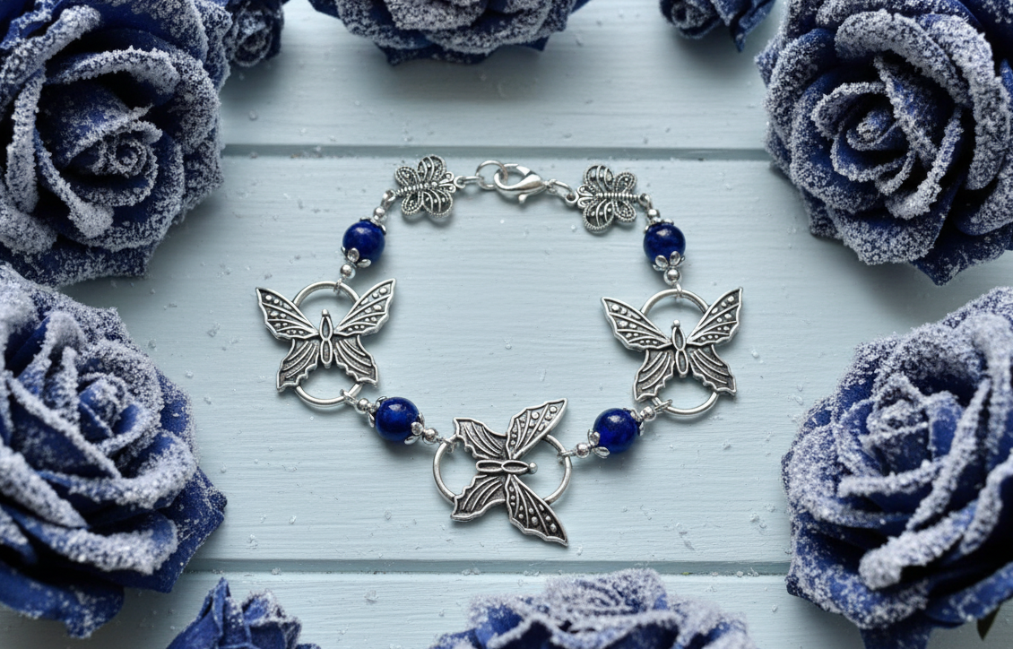 Butterfly/Alcohol Ink Bead Bracelet