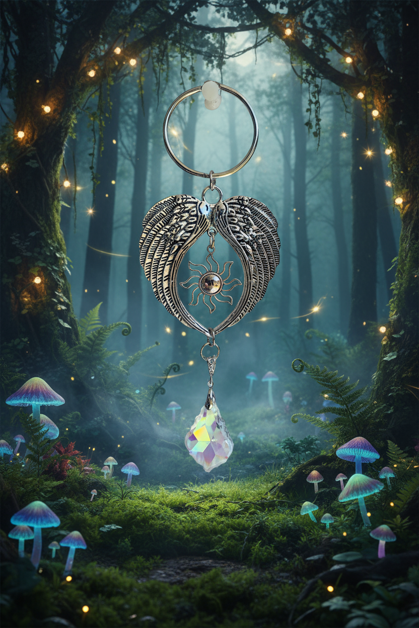 Rearview Mirror SunCatcher with Angel Wings