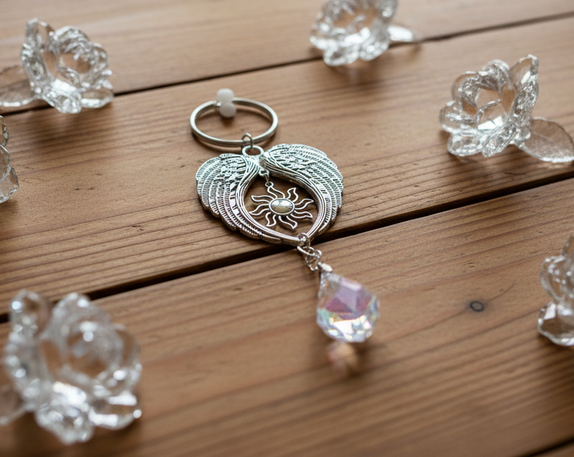 Rearview Mirror SunCatcher with Angel Wings