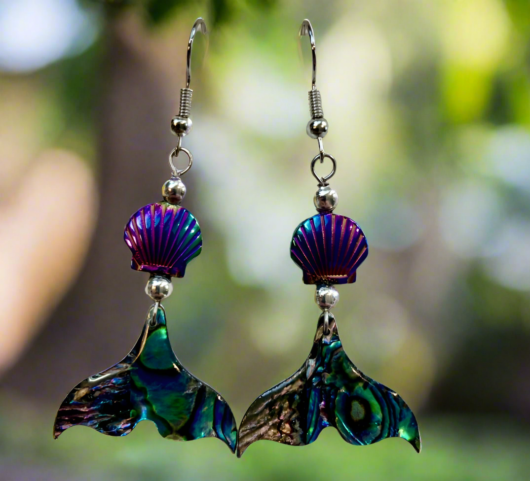 Rainbow Hematite/Abalone Shell earrings