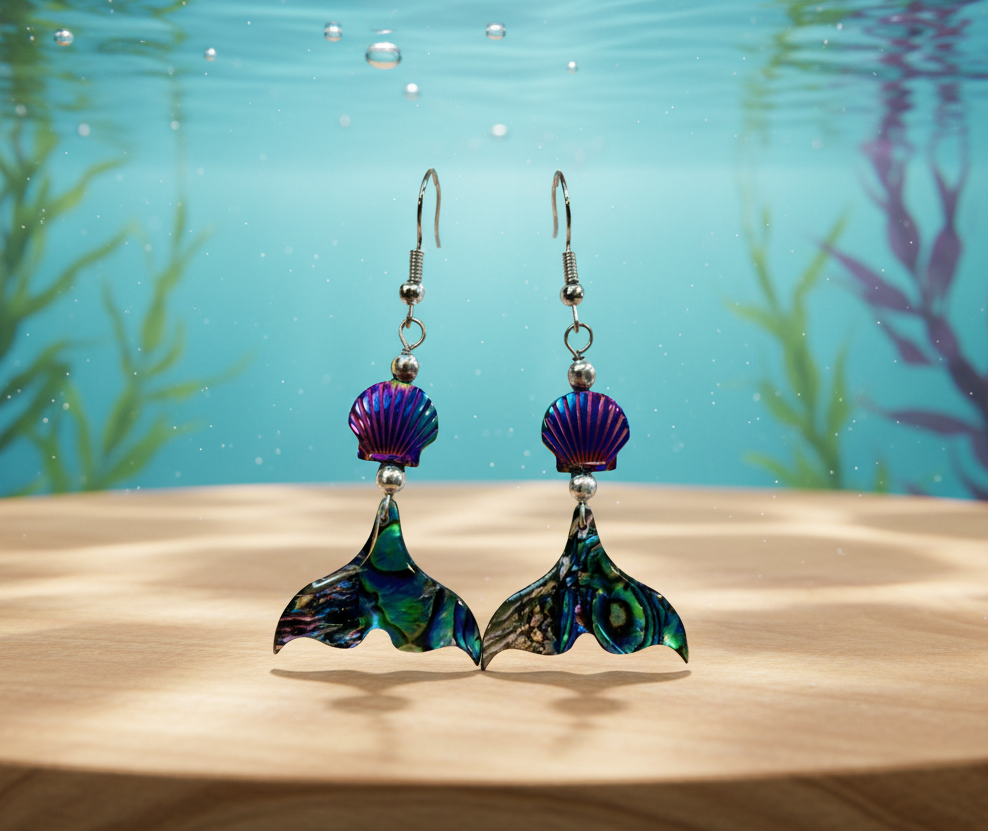 Rainbow Hematite/Abalone Shell earrings