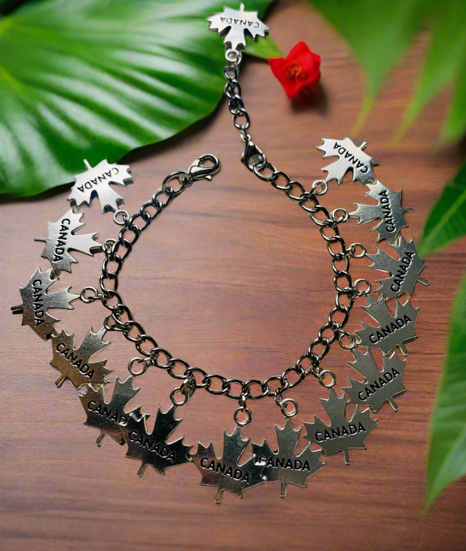 Canada Maple Leaf Charm Bracelet