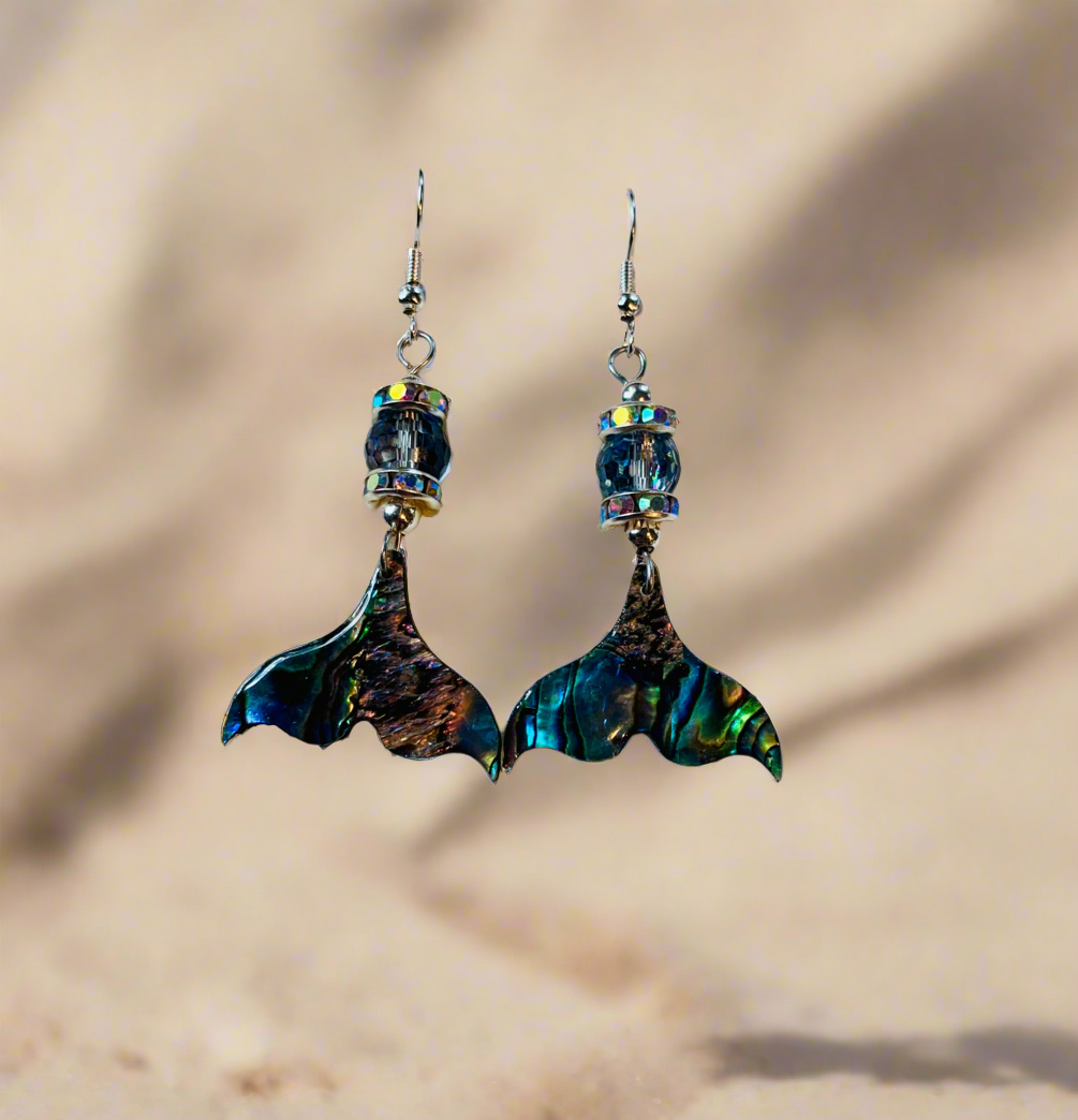 Abalone Shell Whaletail Earrings with Various Beads
