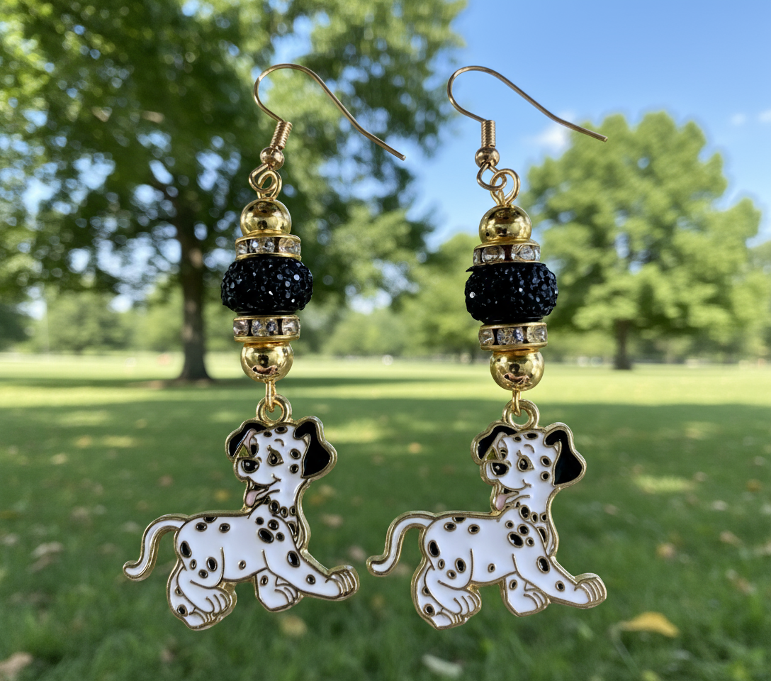 Dalmatian Puppy Charm Earrings