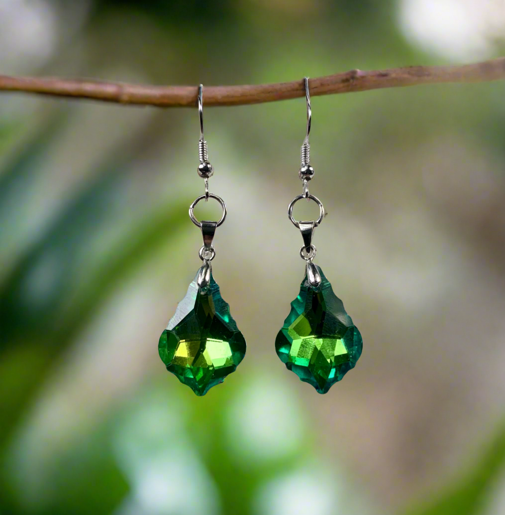 Emerald Green Celestial Crystal Earrings
