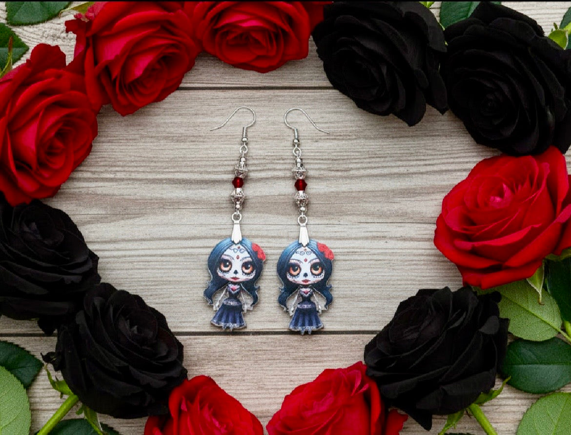 Acrylic Sugar Skull Earrings