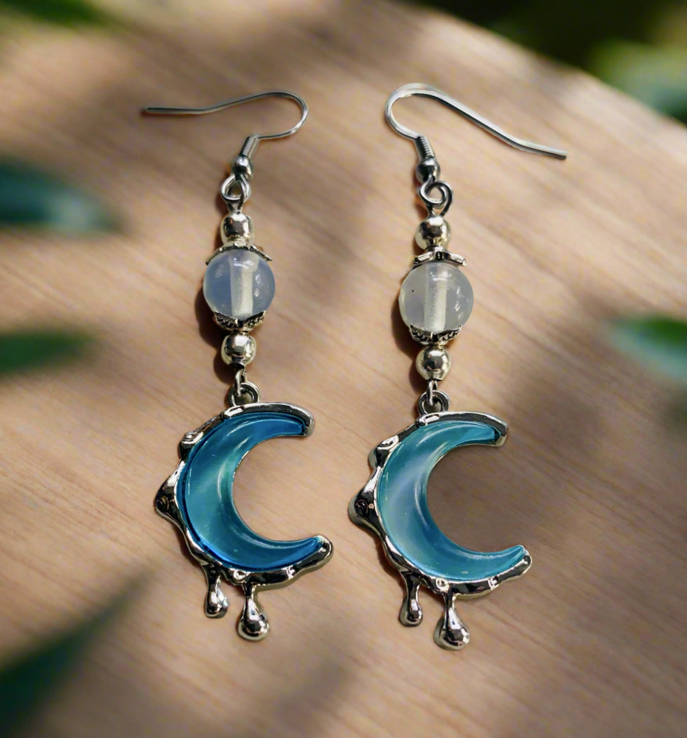 Blue Ocean Glass Charm Earrings (3 Pairs)