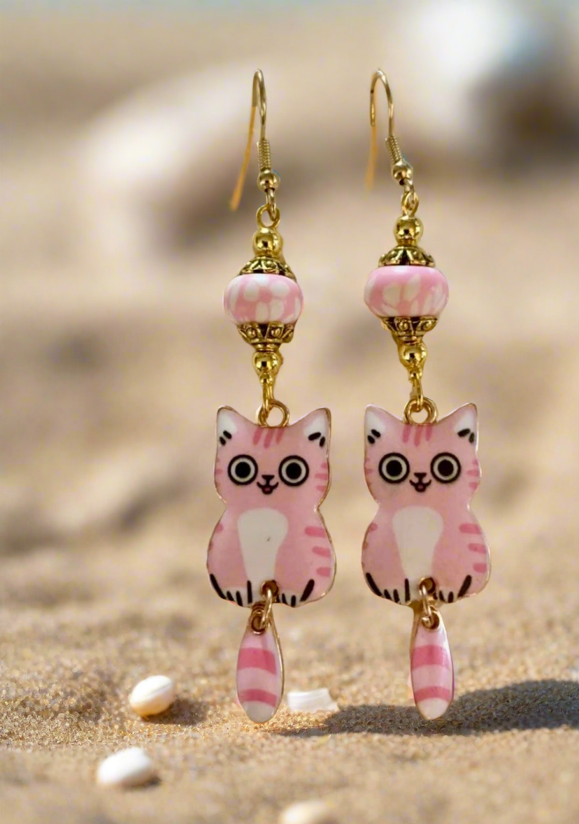Wiggly Tailed Kittycat Earrings