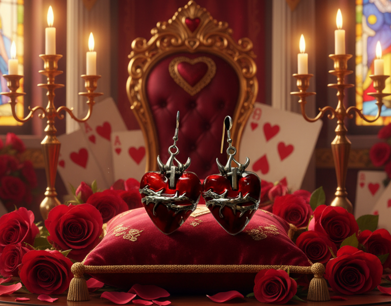 Heart/Thorn Charm Earrings