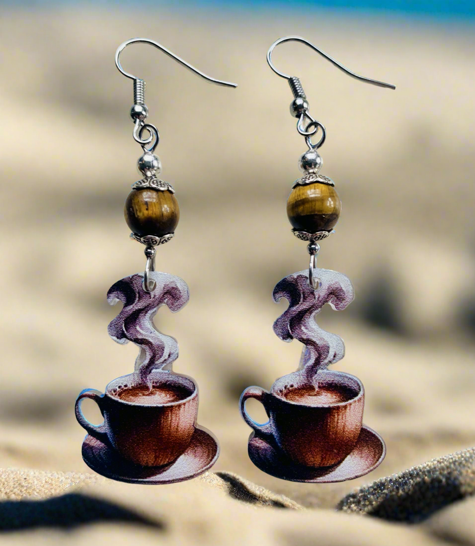 Acrylic Coffee Cup Charm Earrings