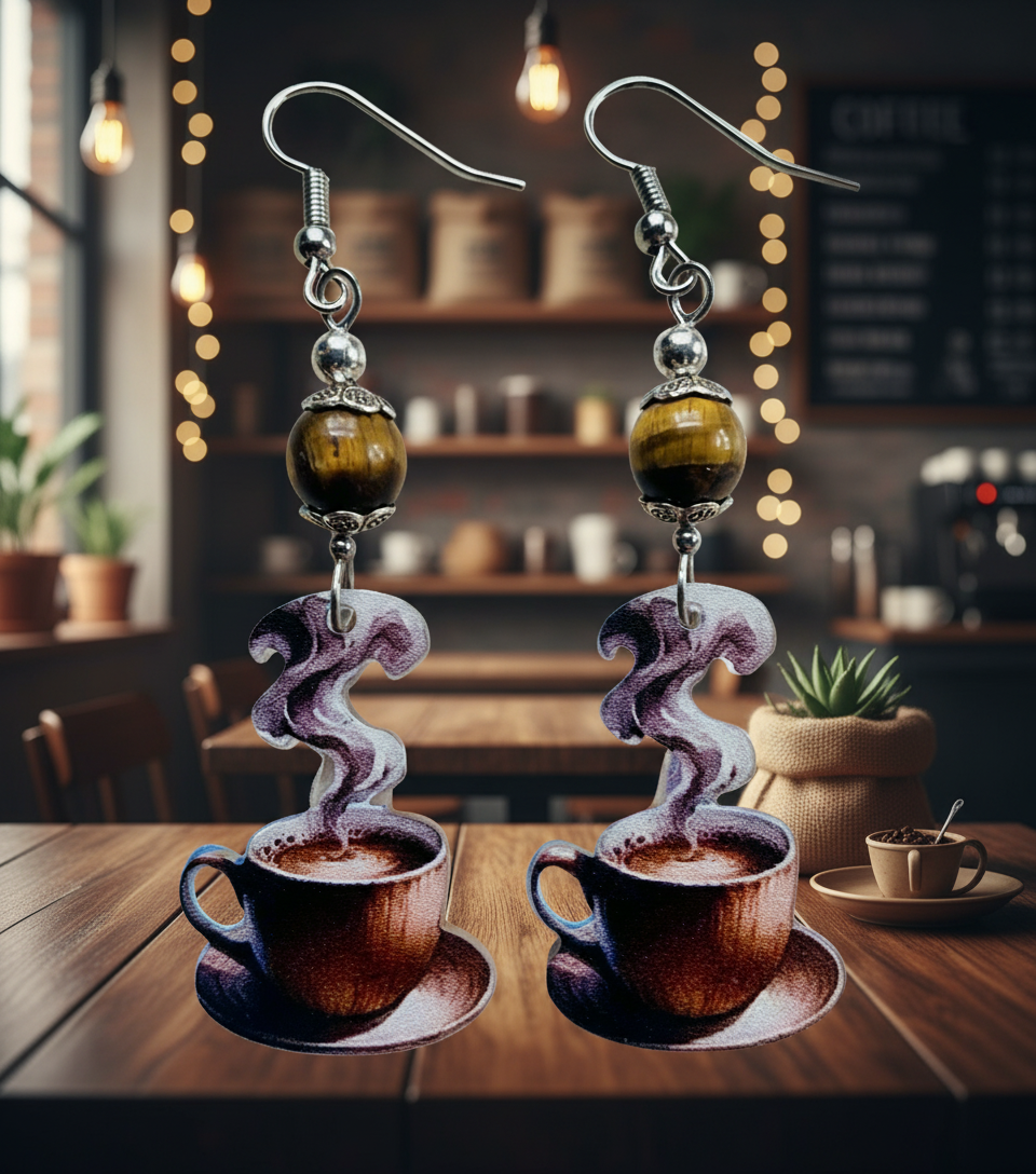 Acrylic Coffee Cup Charm Earrings