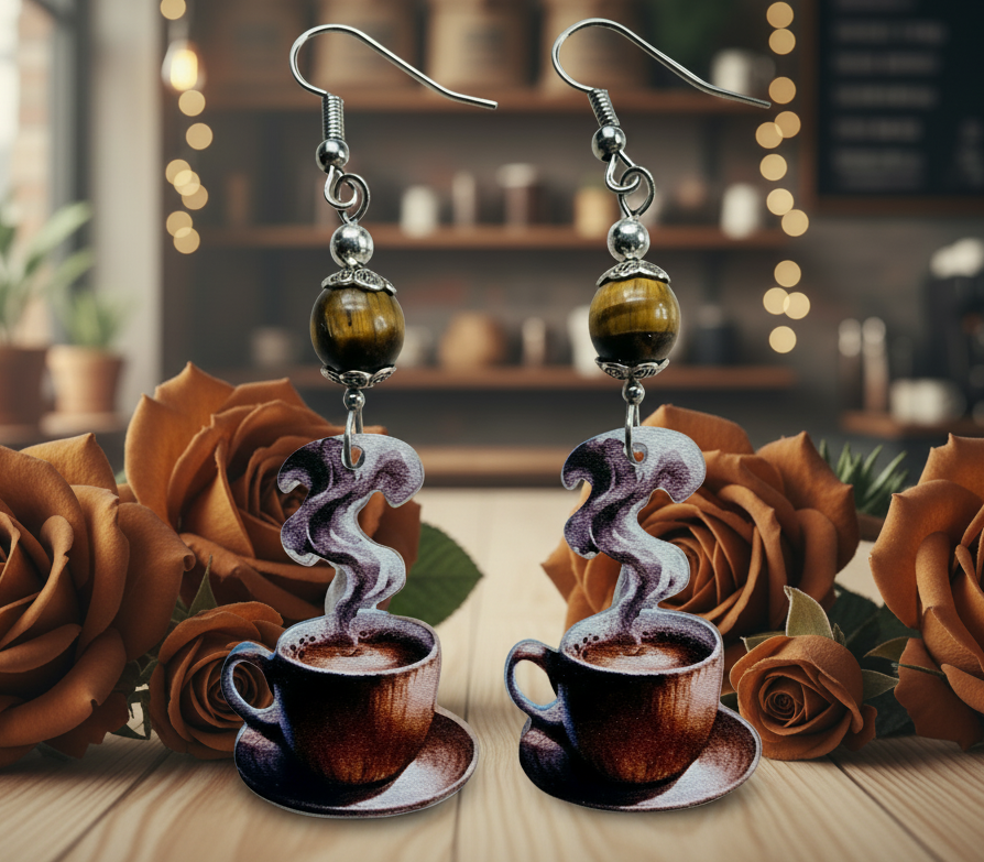 Acrylic Coffee Cup Charm Earrings