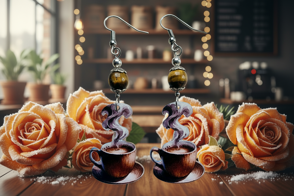Acrylic Coffee Cup Charm Earrings
