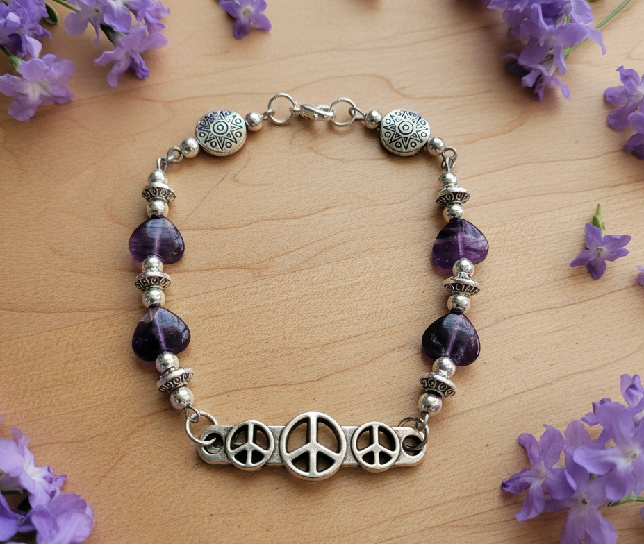 Rainbow Fluorite Gemstone/Peace Bracelet