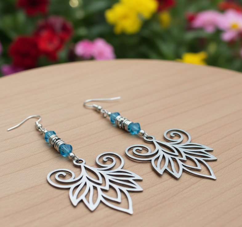 Stainless Steel Lotus Flower Earrings