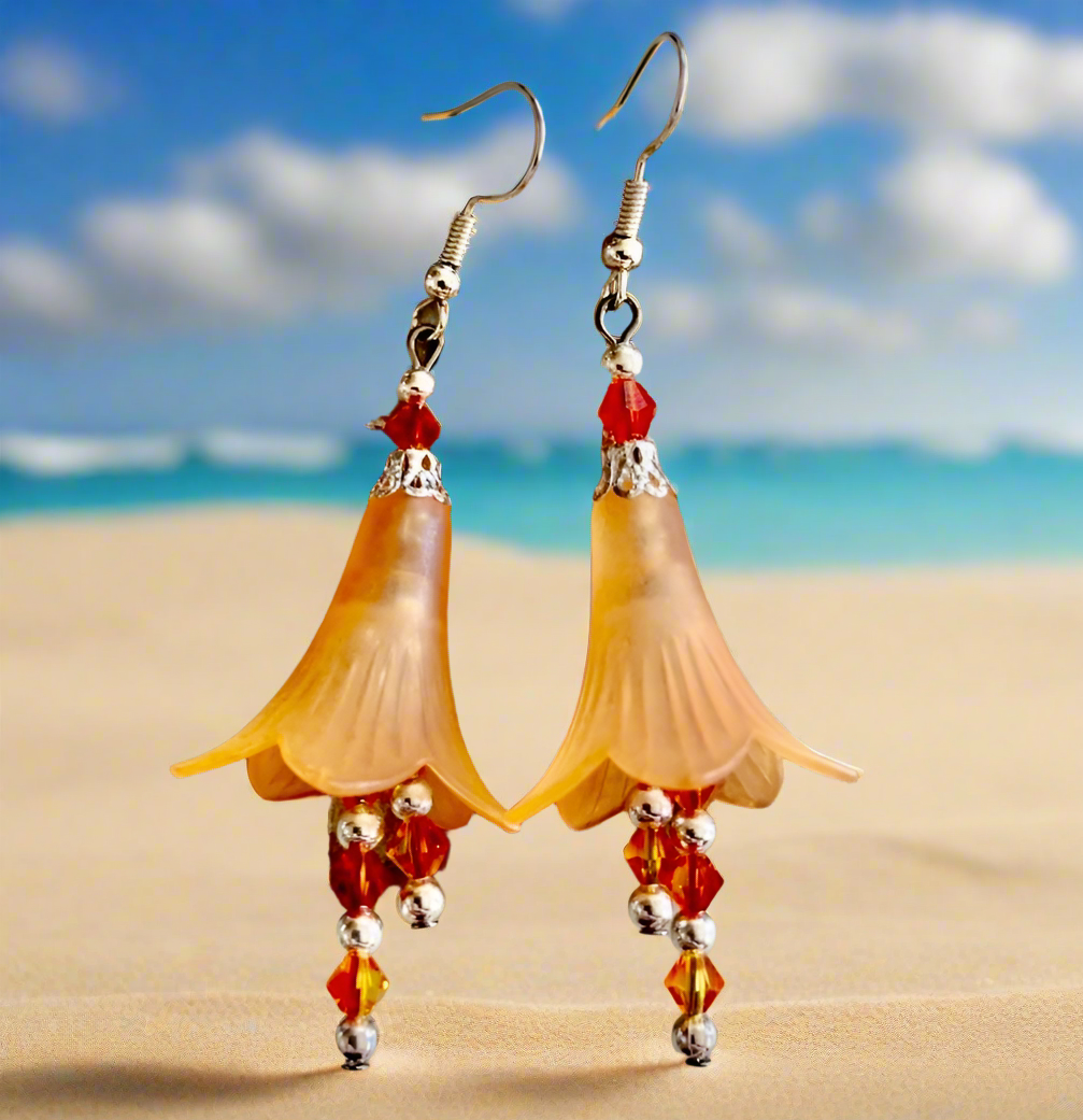 Acrylic Flower Earrings with Swarovski Crystals