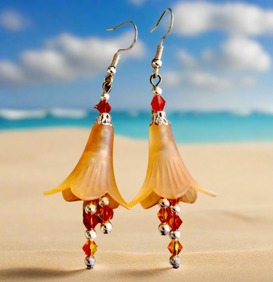 Acrylic Flower Earrings with Swarovski Crystals