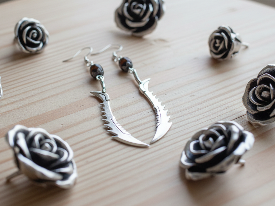 Stainless Steel Sword Charm Earrings
