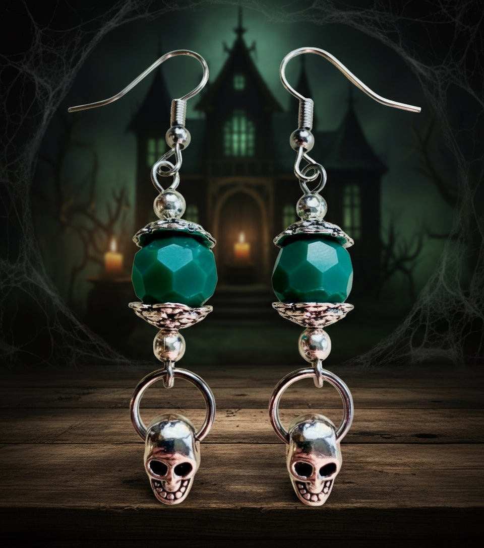 Stainless Steel Skull Charm Earrings