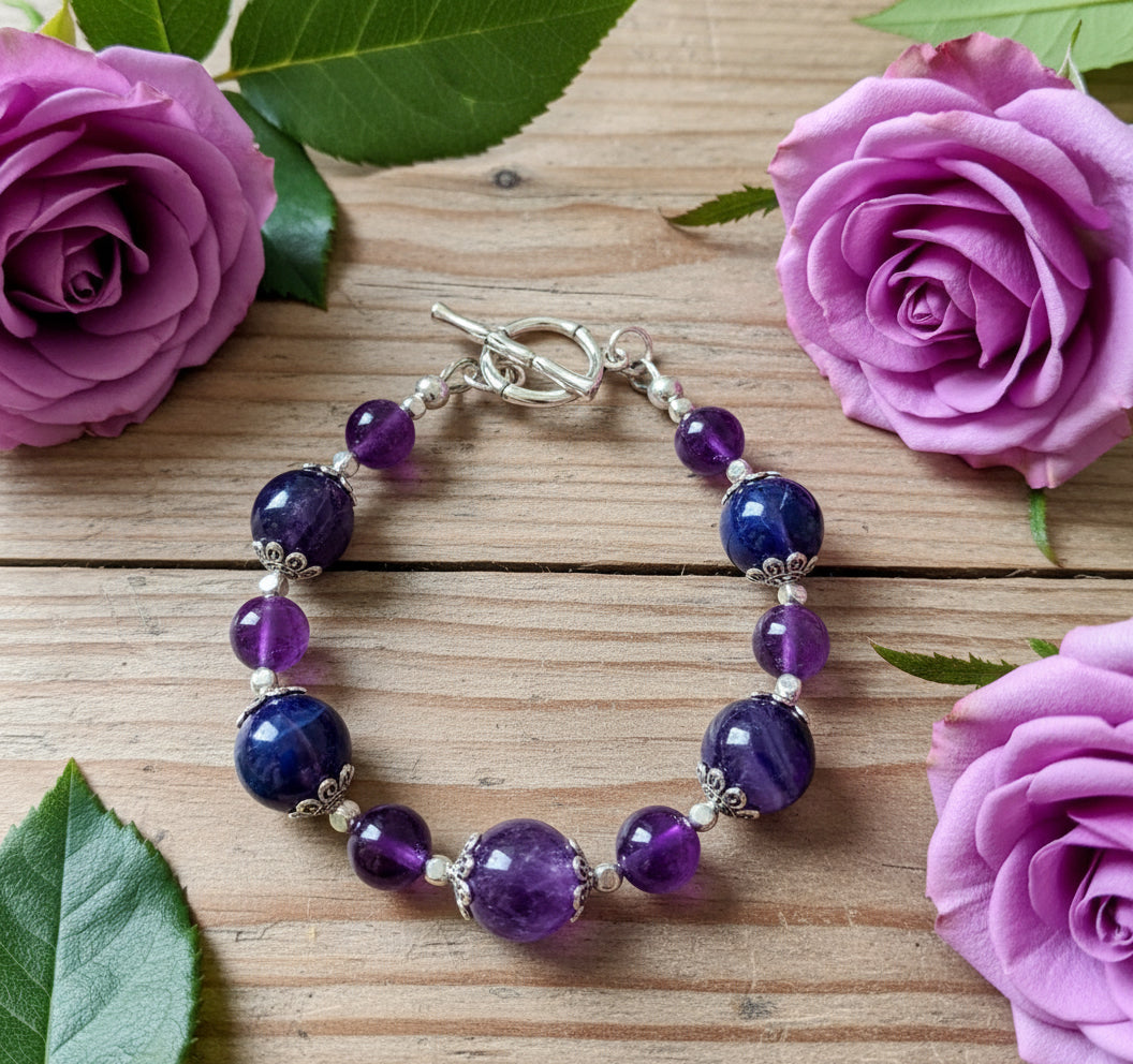 Amethyst Gemstone Bead Bracelet